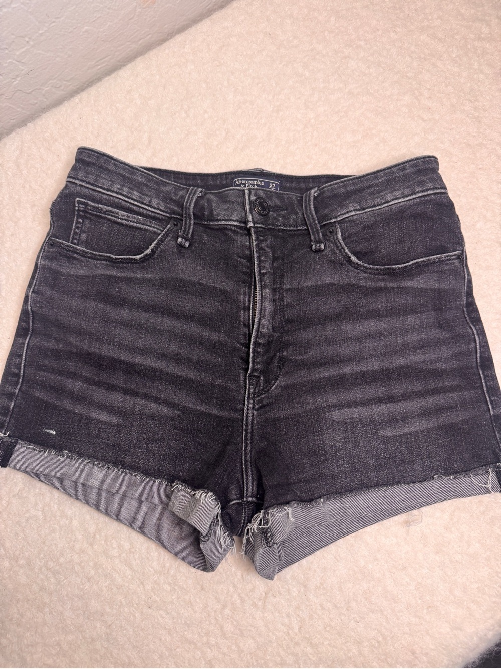 Abercrombie & Fitch Washed Black Denim Jean Shorts